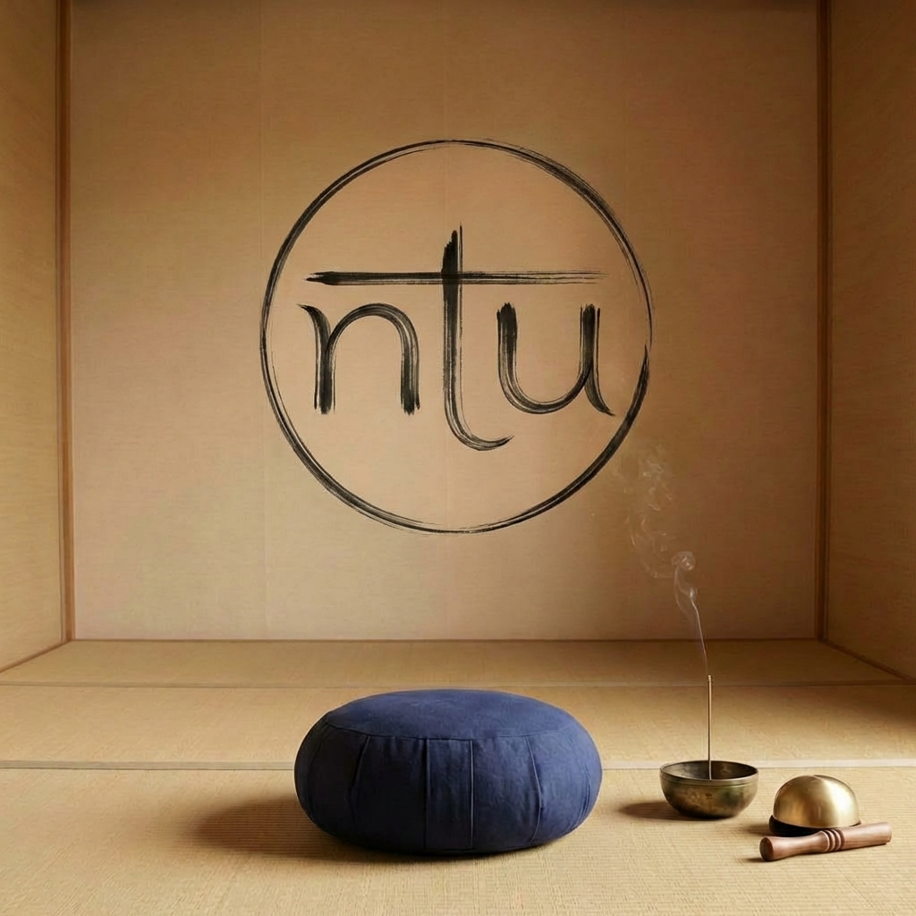 Symbol dojo: intuizen symbol on the wall in black paint brush thin strokes